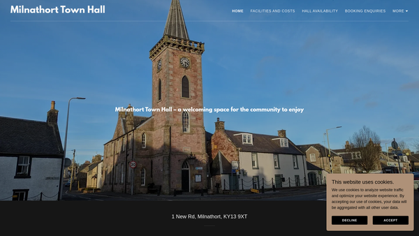 Screenshot of the Milnathort Town Hall website
