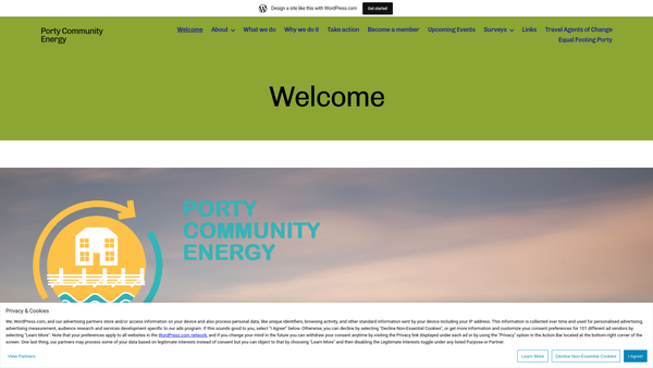 Screenshot of the Porty Community Energy website