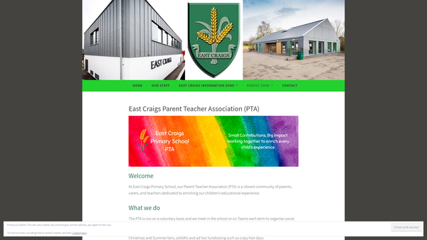 Screenshot of the East Craigs Primary School PTA website