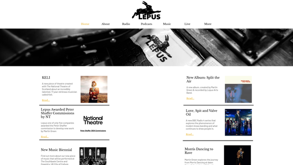 Screenshot of the Lepus Arts website