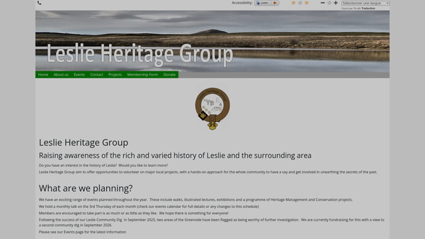 Screenshot of the Leslie Heritage Group website