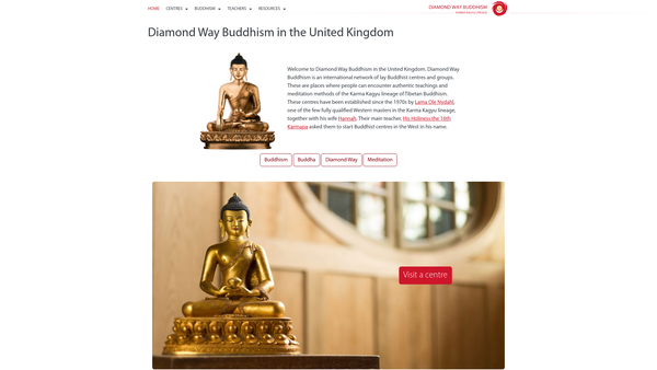 Screenshot of the Diamond Way Teachings And Centres website