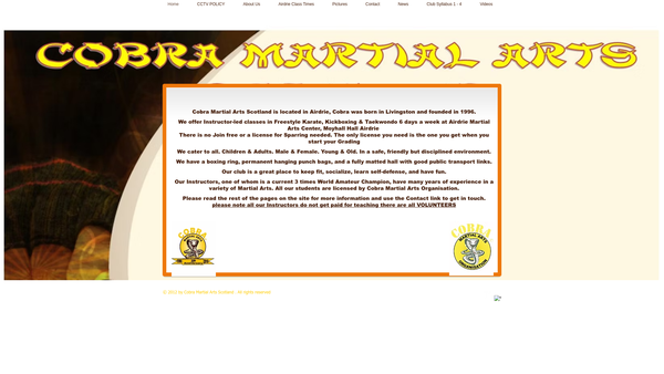 Screenshot of the Airdrie Martial Arts Centre website