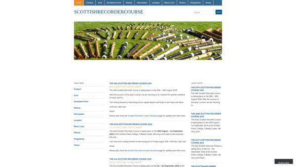 Screenshot of the The Scottish Recorder Course website