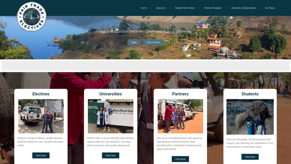 Screenshot of the Fair Trade Electives website
