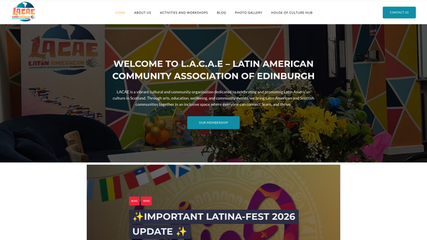 Screenshot of the Latin American Community Association of Edinburgh website