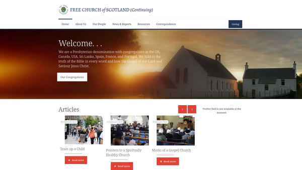 Screenshot of the Kilmorack & Strathglass Free Church of Scotland (Continuing) website