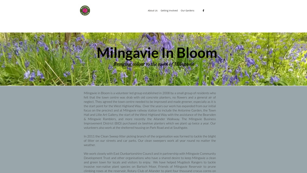Screenshot of the Milngavie in Bloom website