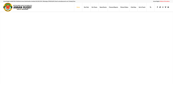 Screenshot of the Annan Rugby Football Club (SCIO) website