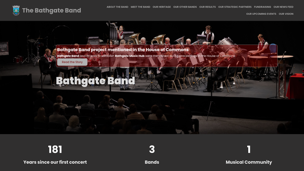 Screenshot of the Bathgate Band website