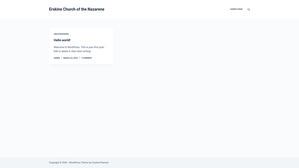 Screenshot of the Erskine Church Of The Nazarene website
