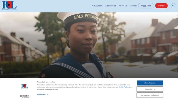 Screenshot of the Royal British Legion website