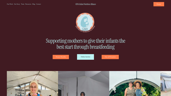 Screenshot of the GINA Infant Nutrition Alliance website