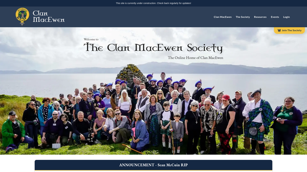 Screenshot of the Clan MacEwen Society SCIO website