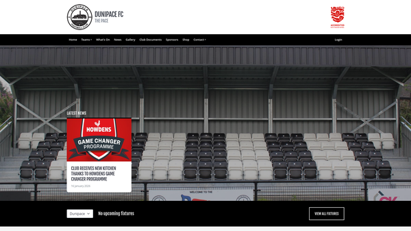 Screenshot of the Dunipace Football Club - Youth & Community website