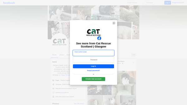 Screenshot of the Cat Rescue Scotland website
