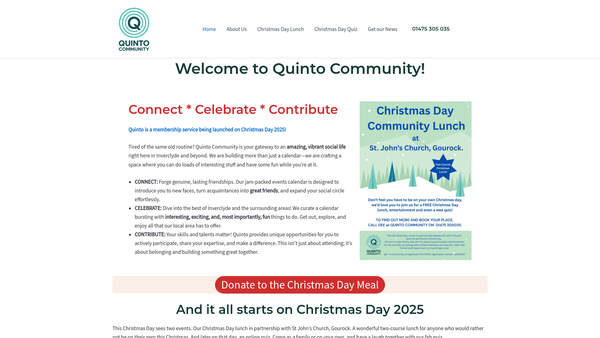 Screenshot of the Quinto Community website