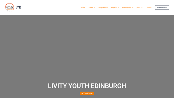 Screenshot of the Livity Youth Edinburgh website