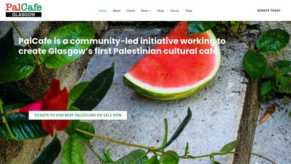 Screenshot of the Palestine Centre Glasgow Limited website