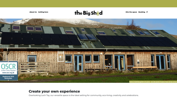 Screenshot of the The Big Shed Loch Tay website