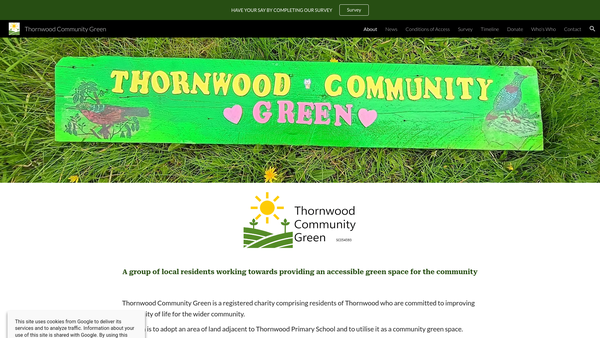 Screenshot of the Thornwood Community Green website