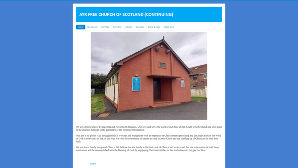 Screenshot of the Ayr Free Church of Scotland (Continuing) website