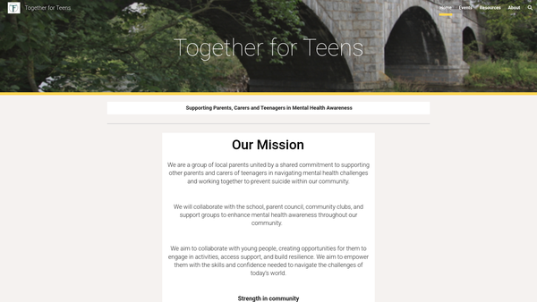 Screenshot of the Together for Teens website