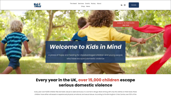 Screenshot of the Kids in Mind website