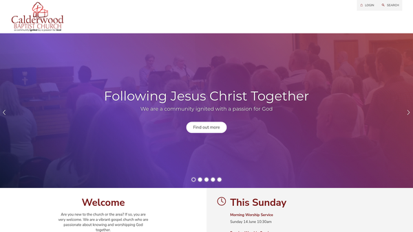 Screenshot of the Calderwood Baptist Church SCIO website