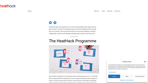 Screenshot of the HeatHack website