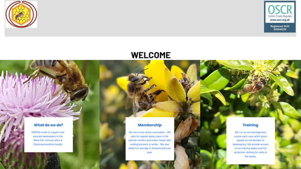 Screenshot of the Dunfermline and West Fife Beekeepers Association website