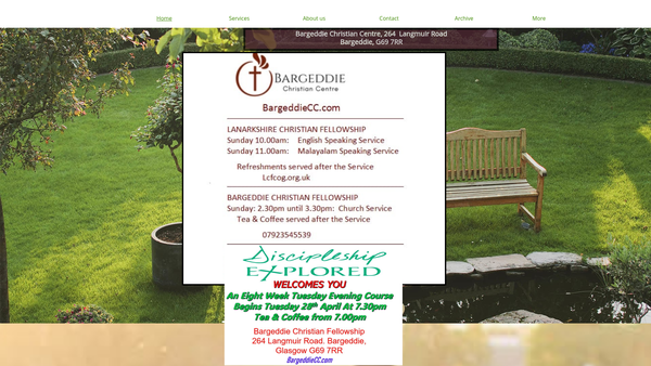 Screenshot of the Bargeddie Christian Fellowship website