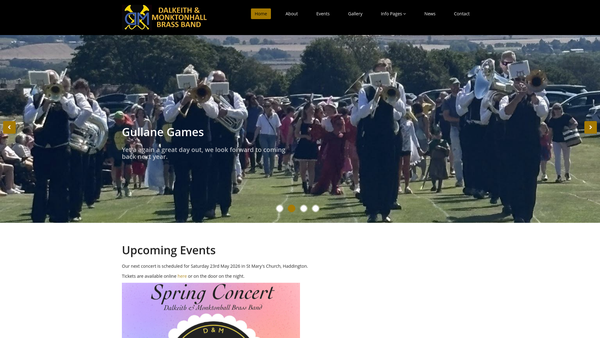 Screenshot of the D & M Brass Band website