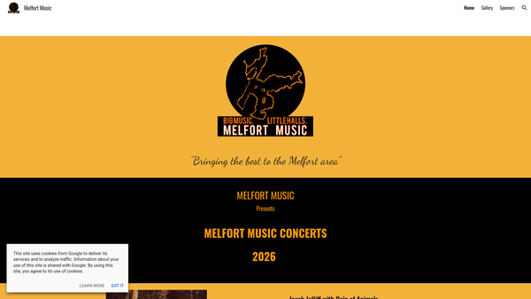Screenshot of the Melfort Music website