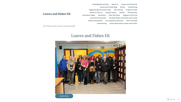 Screenshot of the Loaves and Fishes EK website