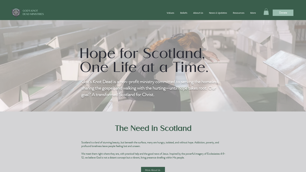 Screenshot of the God's Knot Dead Ministries -  Scotland website