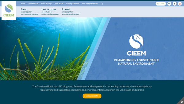 Screenshot of the Chartered Institute of Ecology and Environmental Management website