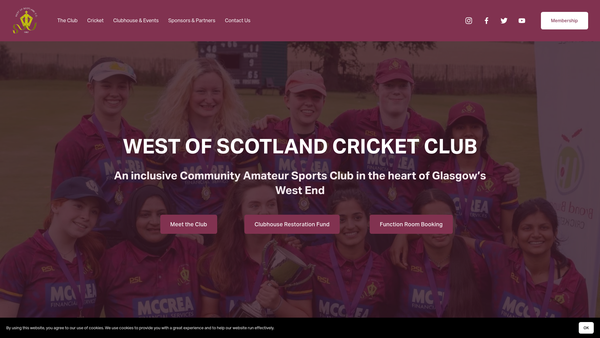 Screenshot of the West of Scotland Cricket Club SCIO website