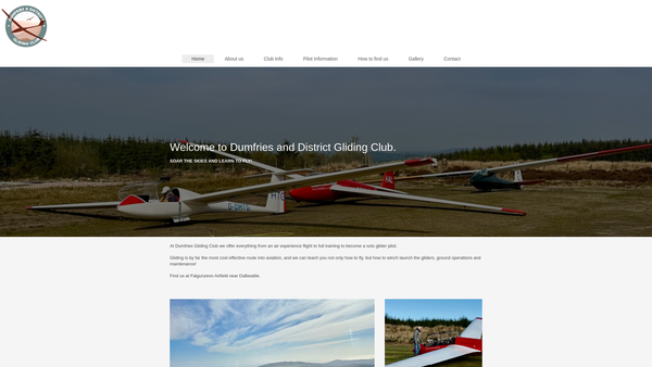 Screenshot of the Dumfries & District Gliding Club website