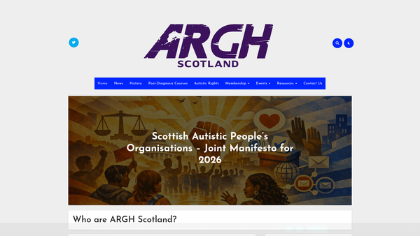 Screenshot of the ARGH Scotland website