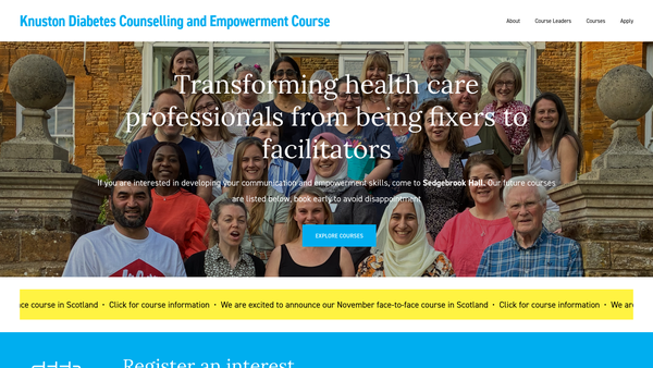 Screenshot of the Knuston Scotland Counselling and Empowerment Course website
