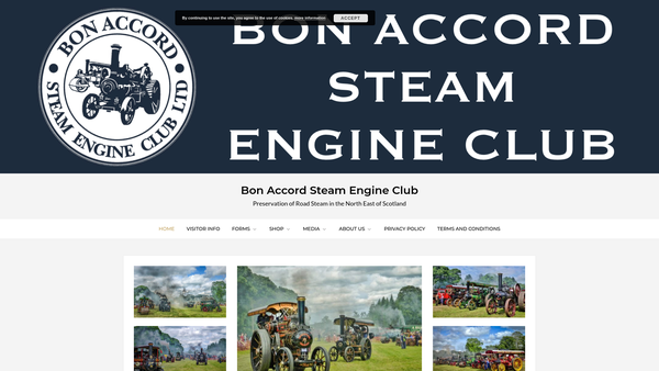 Screenshot of the Bon Accord Steam Engine Club website