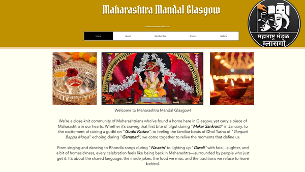 Screenshot of the Maharashtra Mandal Glasgow website