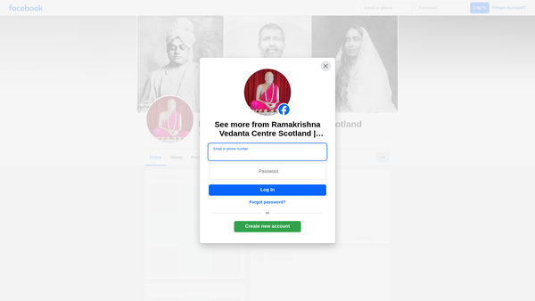 Screenshot of the Ramakrishna Vedanta Centre, Scotland website
