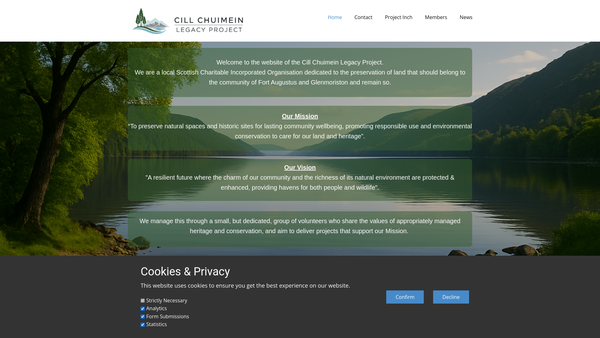 Screenshot of the Cill Chuimein Legacy Project website