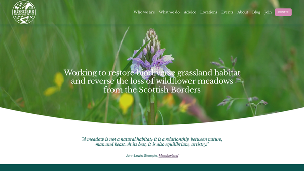 Screenshot of the Borders Meadows Trust website