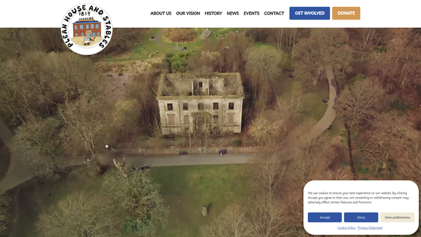 Screenshot of the Plean House and Stables website