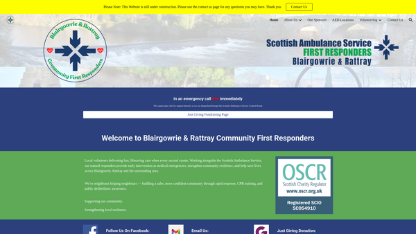 Screenshot of the Blairgowrie & Rattray Community First Responders website