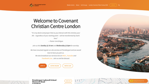 Screenshot of the Covenant Christian Centre UK website