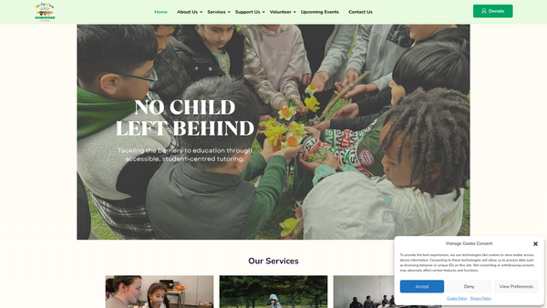 Screenshot of the Inclusive Homework Club website